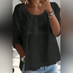 Elegant Black Floral Women's Top